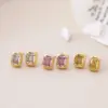 Wholesale PVD Coated 18K Gold Real Gold Plated Geometric 304 Stainless Steel Simple Style Waterproof Non Tarnish Ear Studs