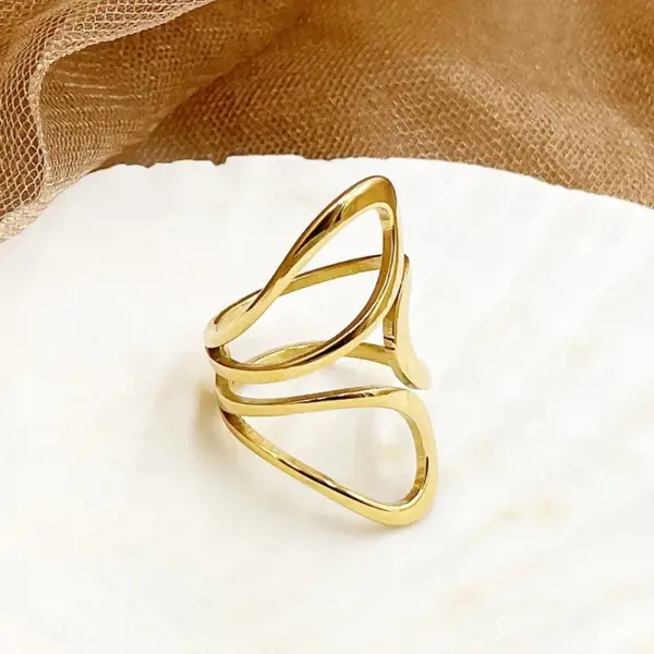 Wholesale Jewelry Fashion Geometric 304 Stainless Steel 14K Gold Plated Plating Stainless Steel Rings