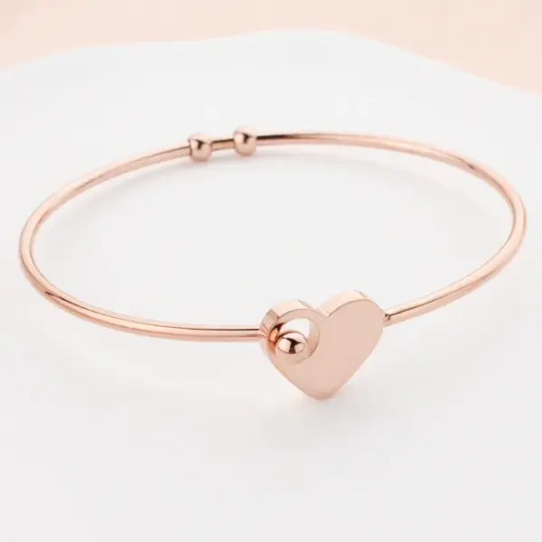 Fashion Heart Shape Titanium Steel Plating Bangle 1 Piece