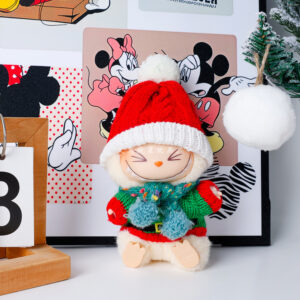 Rx298 christmas set [fleece ball knitted red hat + green belt sweater + green rainbow scarf three-piece set (doll not included)