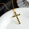 Wholesale Jewelry Modern Style Cross 304 Stainless Steel Copper Pendant Necklace Cable Chain