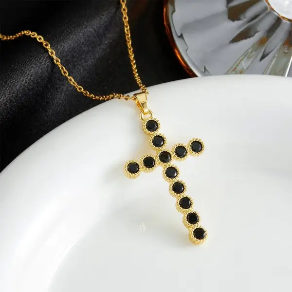 Wholesale Jewelry Modern Style Cross 304 Stainless Steel Copper Pendant Necklace Cable Chain