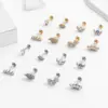 1 Piece Ear Cartilage Rings & Studs Fashion Leaf Moon Flower Pure Titanium Inlaid Zircon