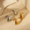 Wholesale 1 Pair IG Style Simple Style Commute Triangle Solid Color 304 Stainless Steel 14K Gold Plated Ear Studs