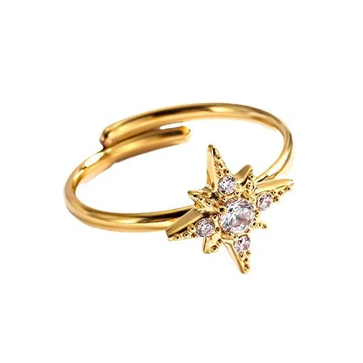 Wholesale Jewelry Vacation Simple Style Flower Titanium Steel Zircon Inlay Open Rings