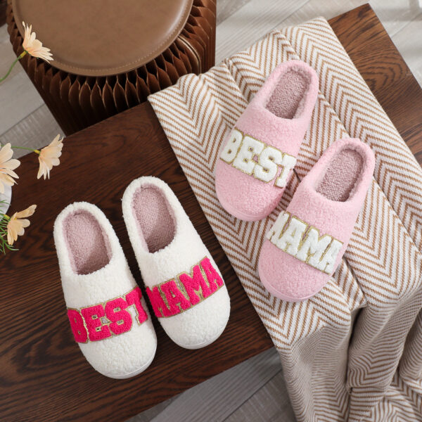 Wholesale 25 New European and American Cross-Border Mama Cotton Slippers Glitter Embroidered Warm Home Wool Slippers Christmas Mother's Day Gift