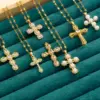 Wholesale PVD Coated 18K Gold Plated Real Gold Plated Cross Round Heart Shape 304 Stainless Steel Elegant Luxurious Waterproof Non Tarnish 304 Stainless Steel Pendant Necklace