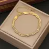 Wholesale PVD Coated 18K Gold Real Gold Plated Geometric Stainless Steel Simple Style Waterproof Non Tarnish 304 Stainless Steel Bracelets