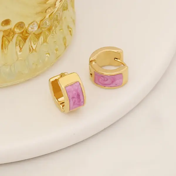 Wholesale Fashion Geometric Stainless Steel Enamel Earrings 1 Pair