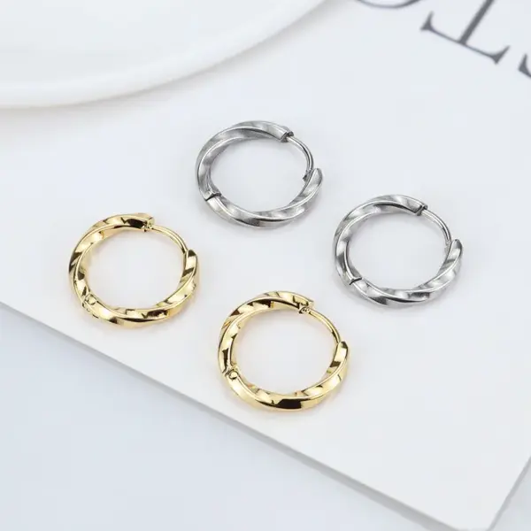 oly-e771bcdc0d8e337219e51b03e0bb3903 Wholesale 201 Stainless Steel Round PVD Coated 18K Real Gold Plated 18K Gold Simple Style Waterproof Non Tarnish Plating Earrings