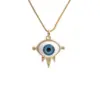 Wholesale Dripping Evil Eye Copper Zircon Pendant Necklace