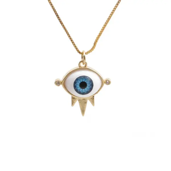 Wholesale Dripping Evil Eye Copper Zircon Pendant Necklace