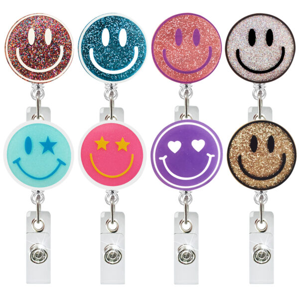 Wholesale Glitter acrylic medical retractable rotating alligator clip easy to pull