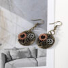 Wholesale Retro punk style mechanical gear earrings