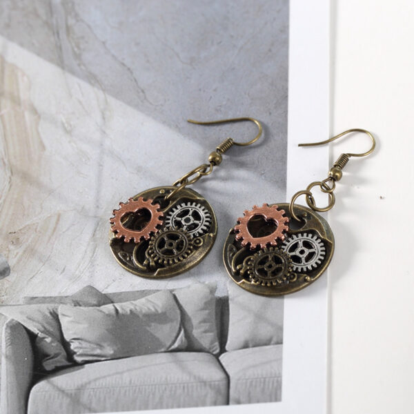Wholesale Retro punk style mechanical gear earrings