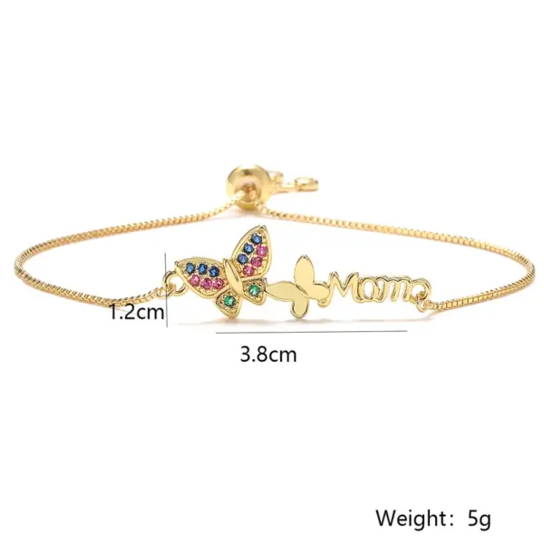Wholesale Simple Style Letter Butterfly Copper Plating Inlay Zircon 18k Gold Plated Bracelets