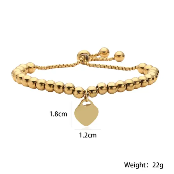 Wholesale Retro Simple Style Heart Shape 304 Stainless Steel Ball Chain Bracelets In Bulk