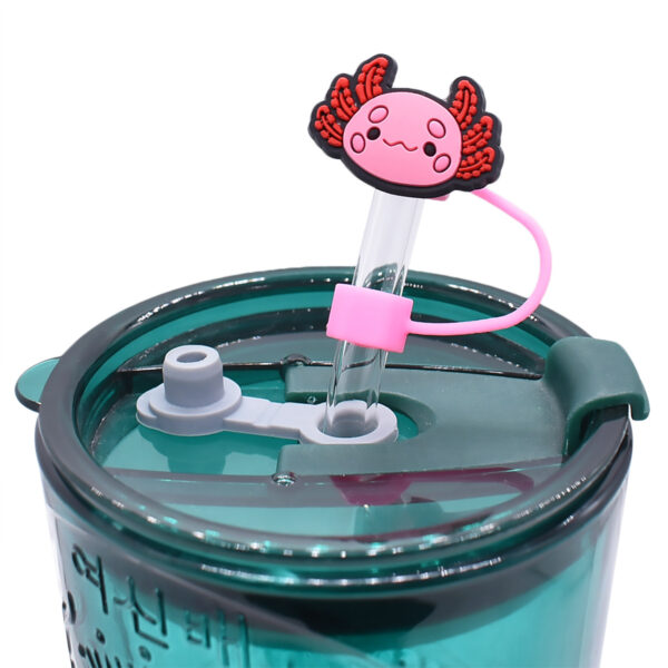 Wholesale Cute cartoon salamander dust plug dust cap 10mm flexible glue reusable drink milk tea straw plug cross-border