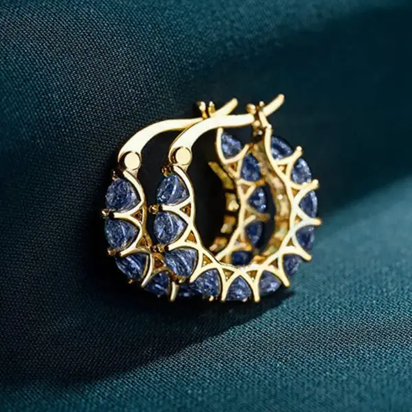 Wholesale Fashion Full Inlaid Zircon Copper Lace Earrings U-shaped Earrings