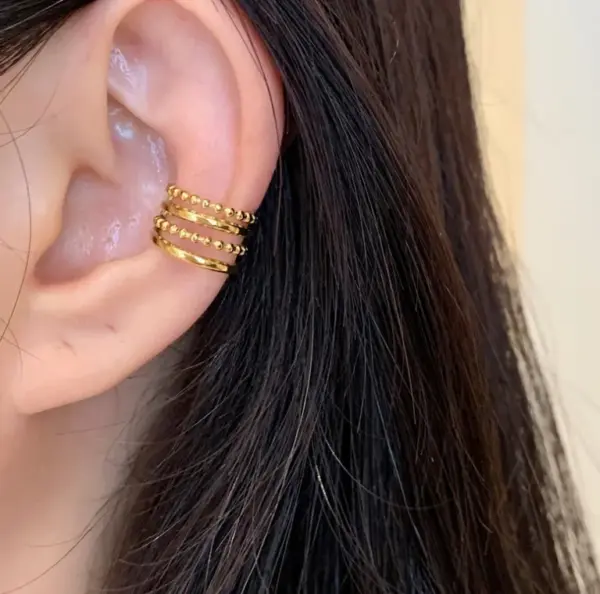 304 Stainless Steel Solid Color PVD Coated 18K Real Gold Plated 18K Gold Simple Style Classic Style Waterproof Non Tarnish Plating 18K Gold Ear Cuffs