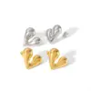 Wholesale PVD Coated Real Gold Plated Heart Shape 304 Stainless Steel Simple Style Waterproof Non Tarnish Ear Studs