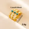 Wholesale 304 Stainless Steel Simple Style Inlay Round Artificial Gemstones Rings
