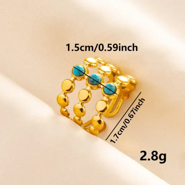 Wholesale 304 Stainless Steel Simple Style Inlay Round Artificial Gemstones Rings