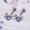 Wholesale Dark Metal Punk Spider Moonstone Earrings