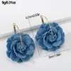 Wholesale 1 Pair Exaggerated Romantic Flower Pearl Three-dimensional Alloy Cloth Drop Earrings Earrings