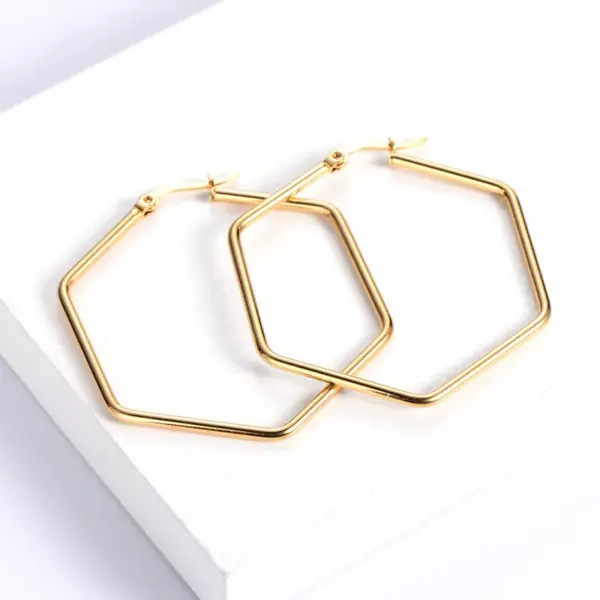 1 Pair Fashion Hexagon Plating 304 Stainless Steel 18K Gold Plated Stainless Steel Earrings