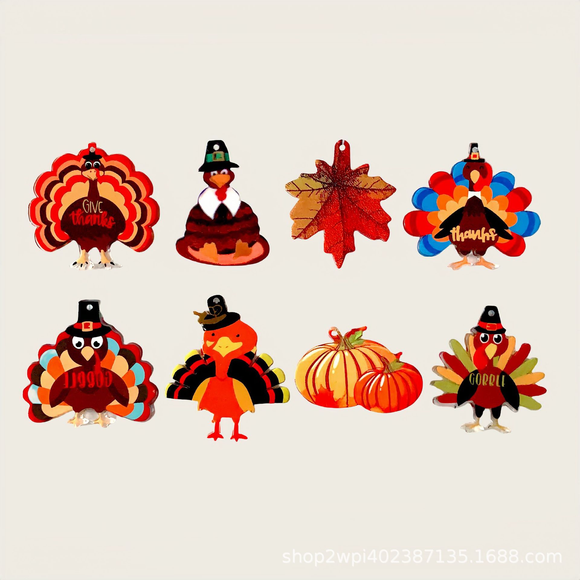 Wholesale Thanksgiving Turkey Pumpkin Acrylic Flatback Aessories DIY Crafts Jewelry Material