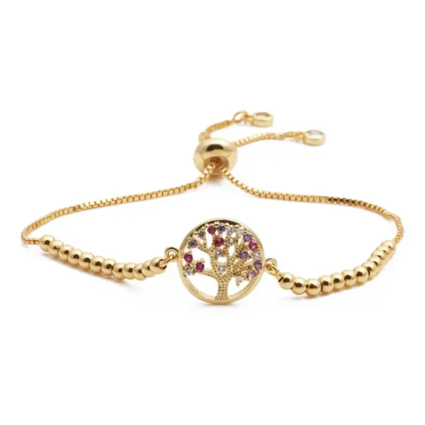 Fashion Jewelry Copper Micro-set Zirconium Life Tree Adjustable Bracelet Wholesale Nihaojewelry