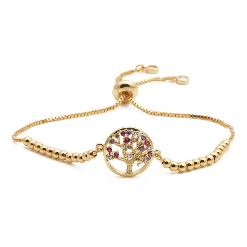 Wholesale Fashion Jewelry Copper Micro-set Zirconium Life Tree Adjustable Bracelet Wholesale Nihaojewelry