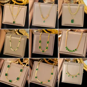 Wholesale PVD Coated Real Gold Plated Geometric Titanium Steel Modern Style Sweet Classic Style Waterproof Non Tarnish Titanium Steel Pendant Necklace