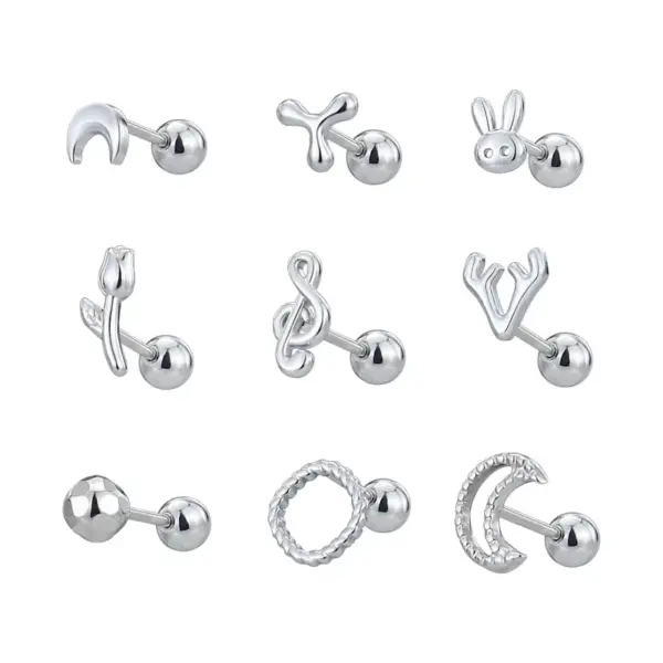 Wholesale 1 Piece Simple Style Commute Geometric Plating Titanium Steel Cartilage Earrings