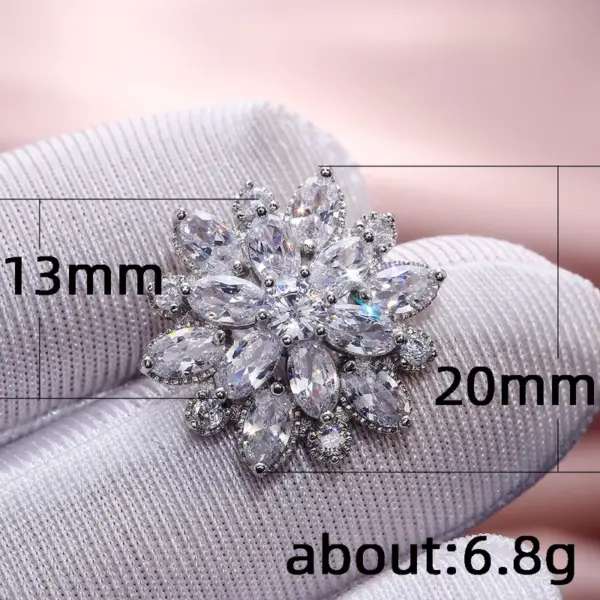 Wholesale Fashion Sunflower Double Zircon Earrings Copper Earrings Accessories
