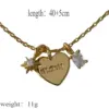 Wholesale 201 Stainless Steel Copper Letter Heart Shape Water Plating Vacuum Plating Zircon 18K Gold Plated Simple Style Inlay Cable Chain Gold Pendant Necklace