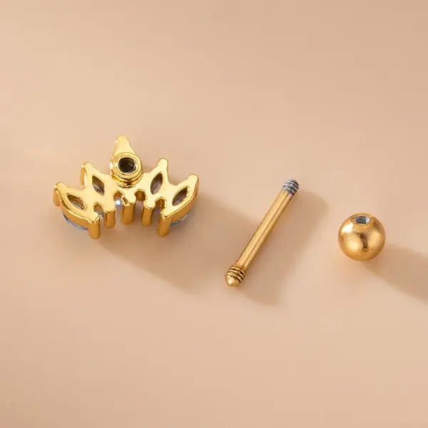 1 Piece Copper Zircon Ear Cartilage Rings & Studs Crown Flower Waterproof Non Tarnish Surgical Steel