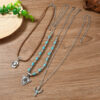 Wholesale Necklace Western Style Cactus Cattle Head Hat Turquoise Flannel Neck Chain