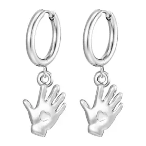 2.5*12 Welding Ring Palm Heart Steel Color Ear Clip