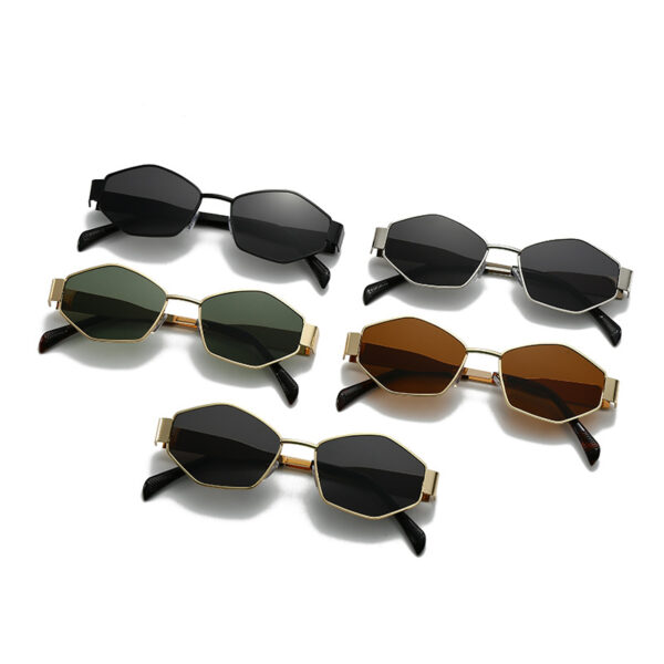 Wholesale Cross-Border New Diamond-Shaped Glasses Arc De Triomphe Fashion Internet Celebrity Sunglasses Metal Small Frame Polygonal Sunglasses