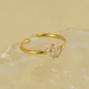 PVD Coated 18K Gold Plated Shamrock Stainless Steel Simple Style Waterproof Non Tarnish Open Rings