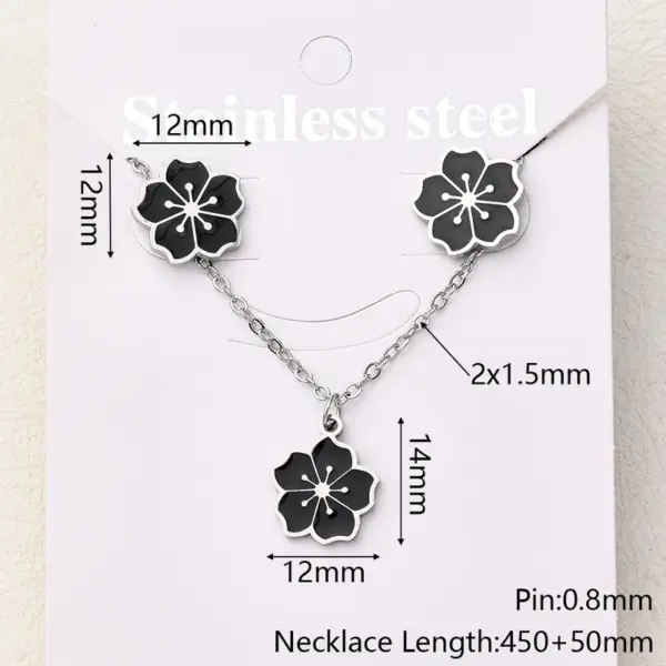 Wholesale Jewelry Casual Basic Vacation Simple Flower 304 Stainless Steel 18K Gold Plated Polishing Enamel Plating Jewelry Set