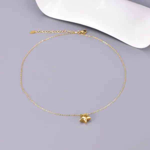 304 Stainless Steel Star PVD Coated 18K Real Gold Plated Elegant Simple Style Waterproof Non Tarnish Plating Cable Chain Pendant Necklace