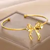 Wholesale PVD Coated Real Gold Plated Bow Knot 304 Stainless Steel Casual Elegant Simple Style Waterproof Non Tarnish 304 Stainless Steel Bangle