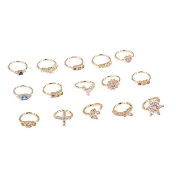 Wholesale Simple Style Round Heart Shape Flower Metal Plating Inlay Zircon Nose Ring 1 Piece