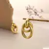 Wholesale 1 Pair French Style Simple Style Classic Style Semicircle Double Ring Copper Ear Studs