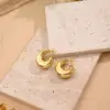 Wholesale 1 Pair/Package Casual Simple Style C Shape Handmade Polishing Plating 304 Stainless Steel Earrings