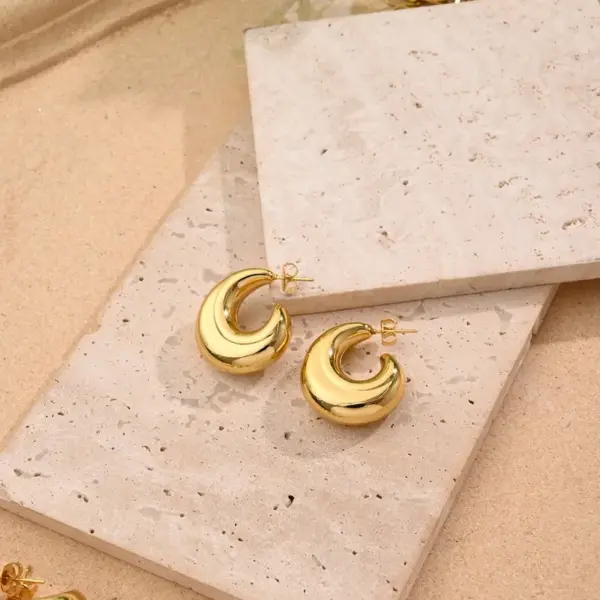 Wholesale 1 Pair/Package Casual Simple Style C Shape Handmade Polishing Plating 304 Stainless Steel Earrings