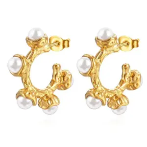 Gold Pearl Stud Earrings Ms-243